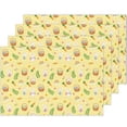 thumbnail image 1 of Easter and Rainbows Yellow Pattern Summer Placemats Set Of 4, 12x18 Inch Linen Kitchen Mats, Non-Slip Heat Resistant Washable, 1 of 6