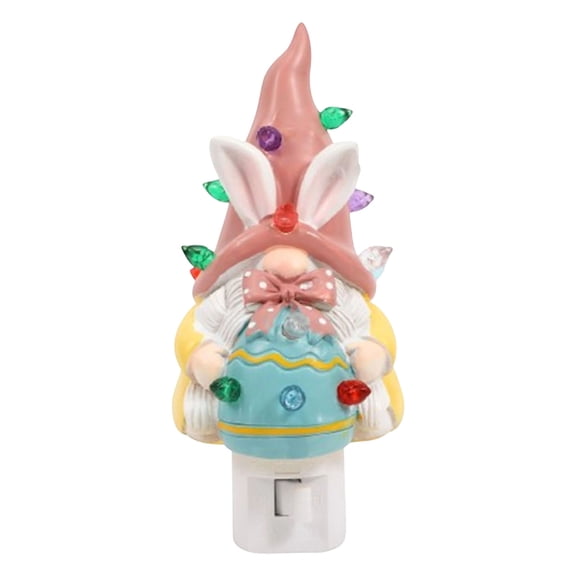 Easter bunny egg night light plug in LED accent lamp, acrylic resin 0.5W cool touch, auto dusk to dawn sensor, US plug spring décor, gift boxed