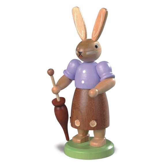 Easter bunny, female, height 11 cm / 4 inch, coloured, original Erzgebirge by Mller Seiffen