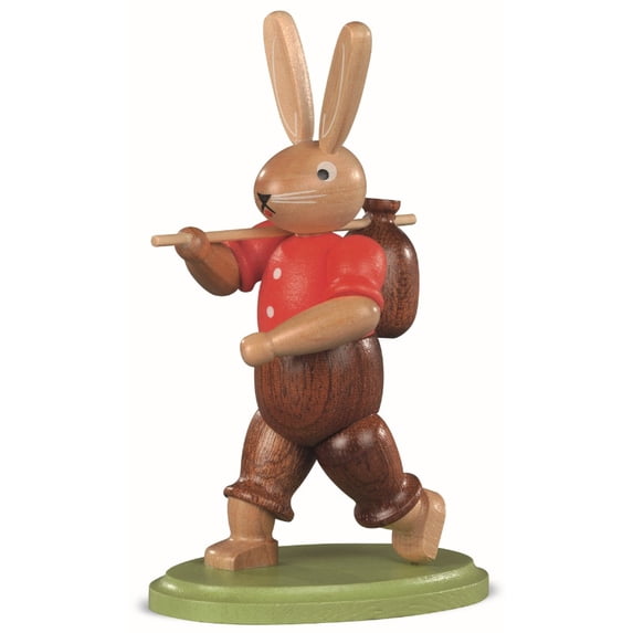 Easter bunny, male, hiker, height 11 cm / 4 inch, coloured, original Erzgebirge by Müller Seiffen