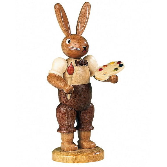 Easter bunny, male, painter, height 11 cm / 4 inch, original Erzgebirge by Mller Seiffen