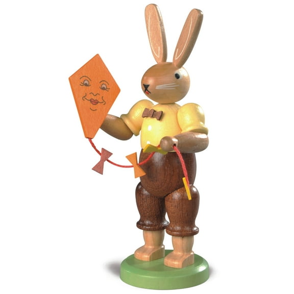 Easter bunny, male with kite, height 11 cm / 4 inch, coloured, original Erzgebirge by Mller Seiffen
