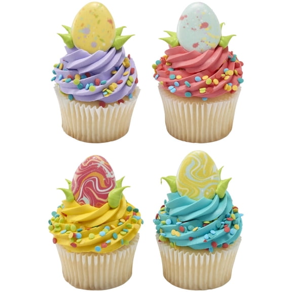 Easter cupcake decor, CakeDrake Cupcake Rings Painted Easter Egg Design 12 Count
