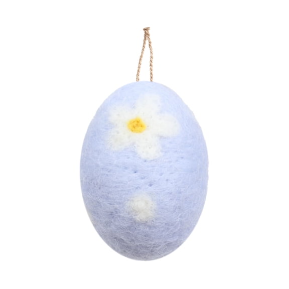 Easter decoration, Blue Easter Eggs, Felt Easter Eggs, 3X2 in, Daisy Motifs, Easter Eggs decoration, Jute Hanging Loop, Pastel Spring Displays, 1 Pc