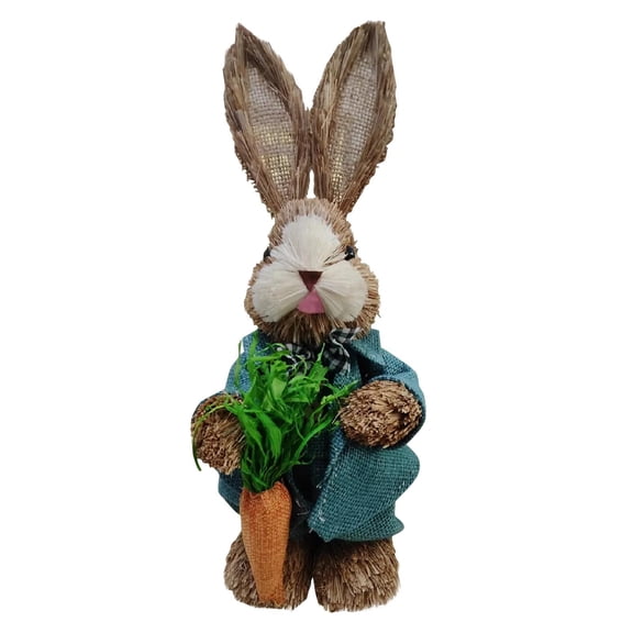 Easter decorations Outdoor, Straw Crafted Figure, Peter Rabbit decor, Outdoor Easter decorations, Outdoor and Garden, 15 in Tall, Orange Carrot, 1 Pc (168 Chars)