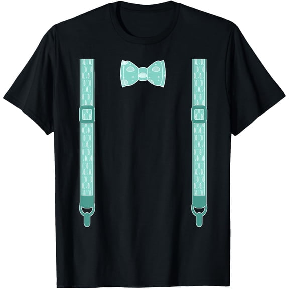 Easter eggs Spring Bow tie suspenders pastel green T-shirt100% pure cotton