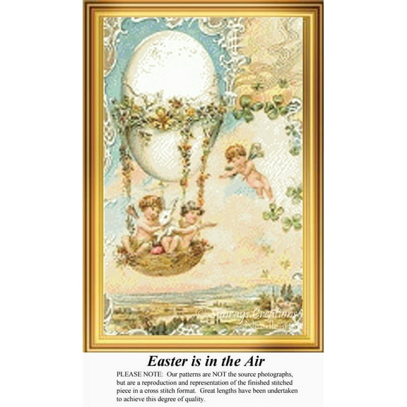 Easter is in the Air, Vintage Counted Cross Stitch Pattern (Pattern Only, You Provide the Floss and Fabric)