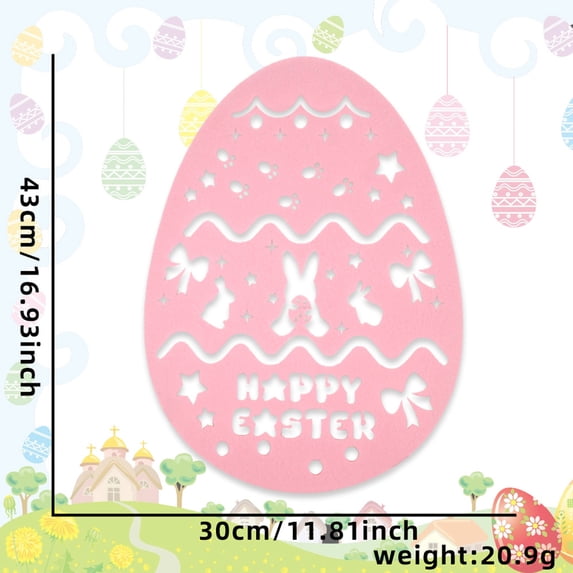 Easter placemats, felted egg and bunny tablecloths, spring party table decorations, heat-insulating placemats, Home Decor,1 PC Pink .