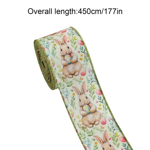 Easter Ribbon Easter Ribbon with Bunny and Egg Pattern Wi Edge Decorative Ribbon forSpring Wreath Gift Wrap Diy Crafts Party Decorations Bow Making Supplies 177 Inches Wi Ribbon