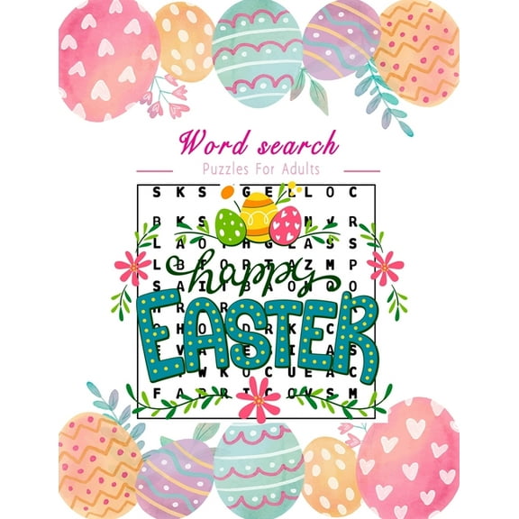 Easter word search puzzles for adults: A challenging activity book for all levels, Large Print. (Paperback)
