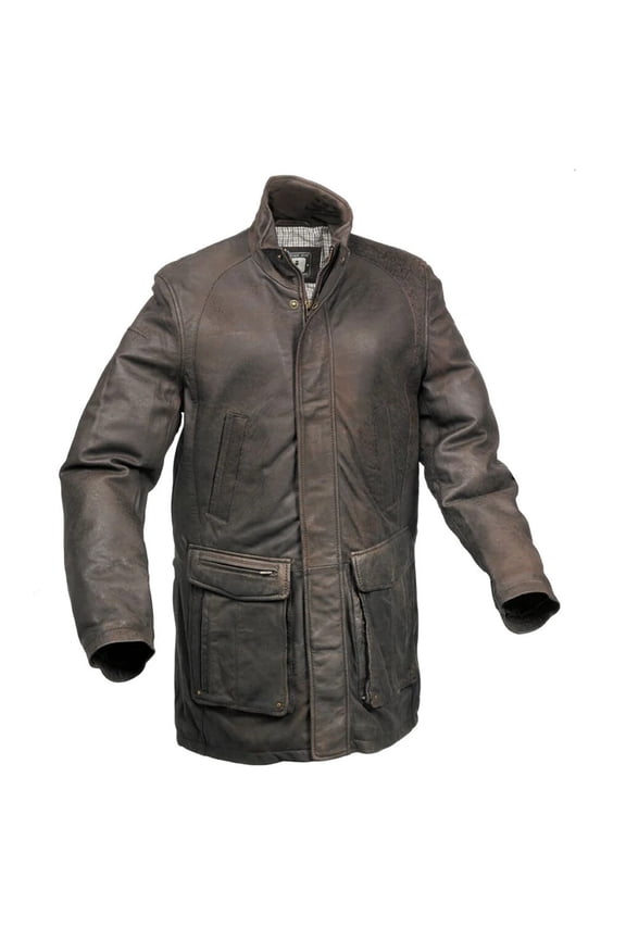Mens Leather Mid Length Jacket