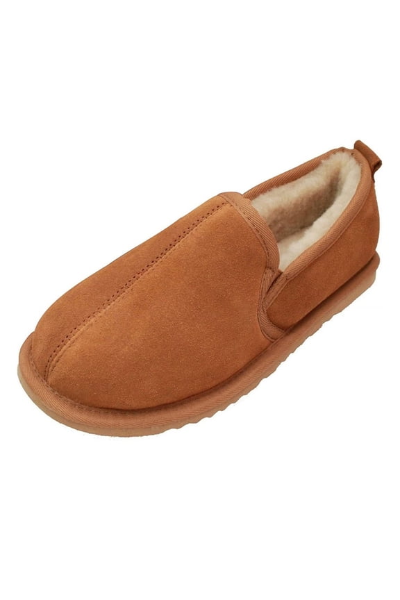 Mens Sheepskin Lined Soft Suede Sole Slippers