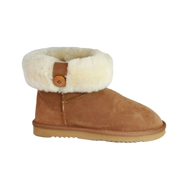 Eastern Counties Leather Womens Ladies Freya Cuff and Button Sheepskin Boots Chestnut Womens Boots