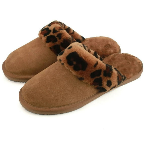 Eastern Counties Leather Womens Grace Leopard Print Sheepskin Slippers