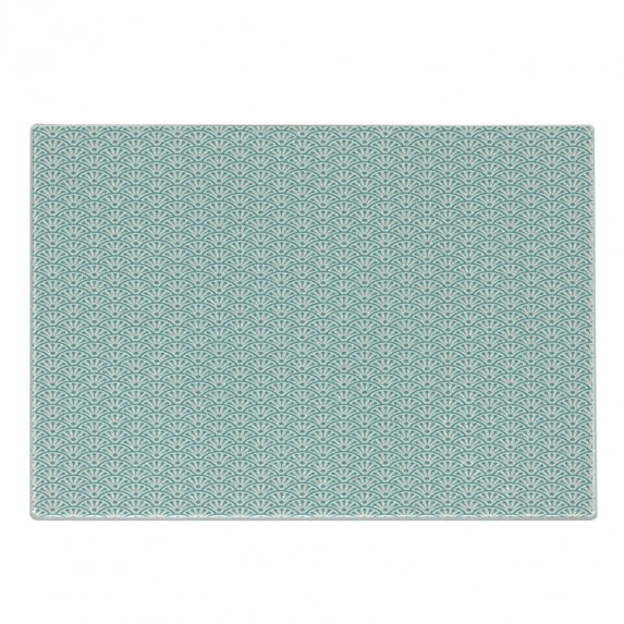 Eastern Cutting Board, Traditional Design Conceptual Art Sea Inspired Waves Retro Floral, Decorative Tempered Glass Cutting and Serving Board, Small Size, Sky Blue White, by Ambesonne