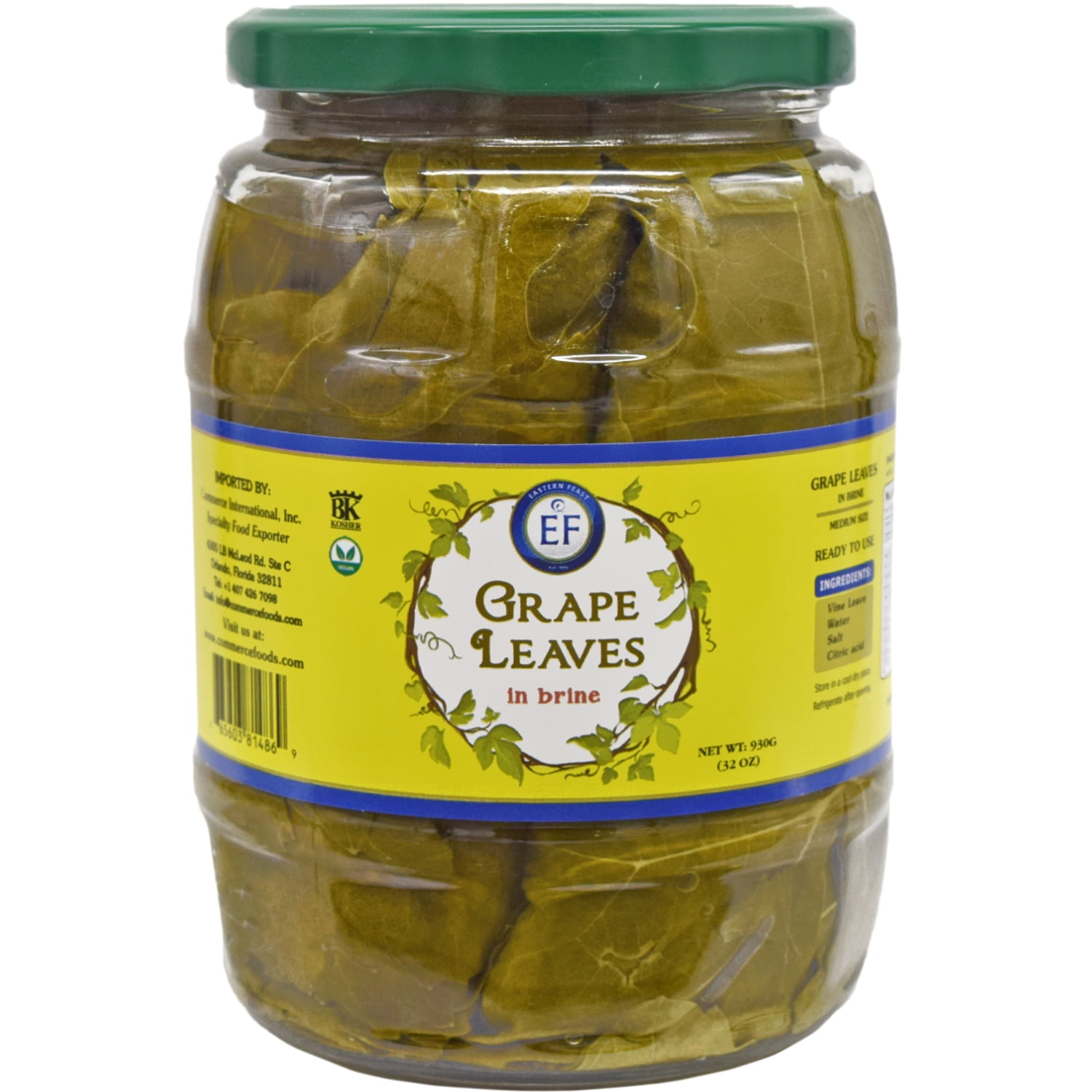 Eastern Feast Grape Leaves, Medium Size 930g, In brine