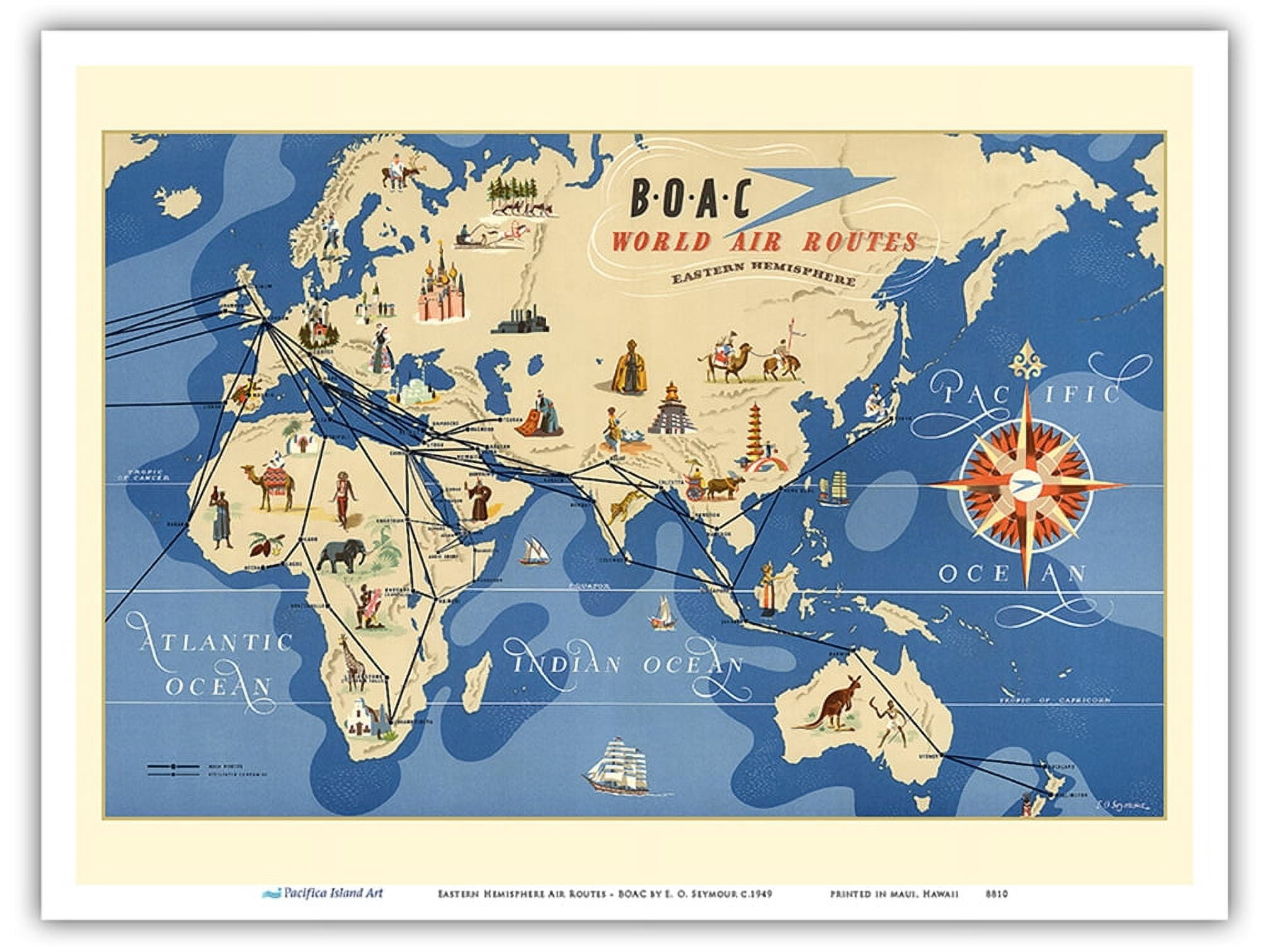Eastern Hemisphere Air Routes - BOAC British Overseas Airways ...