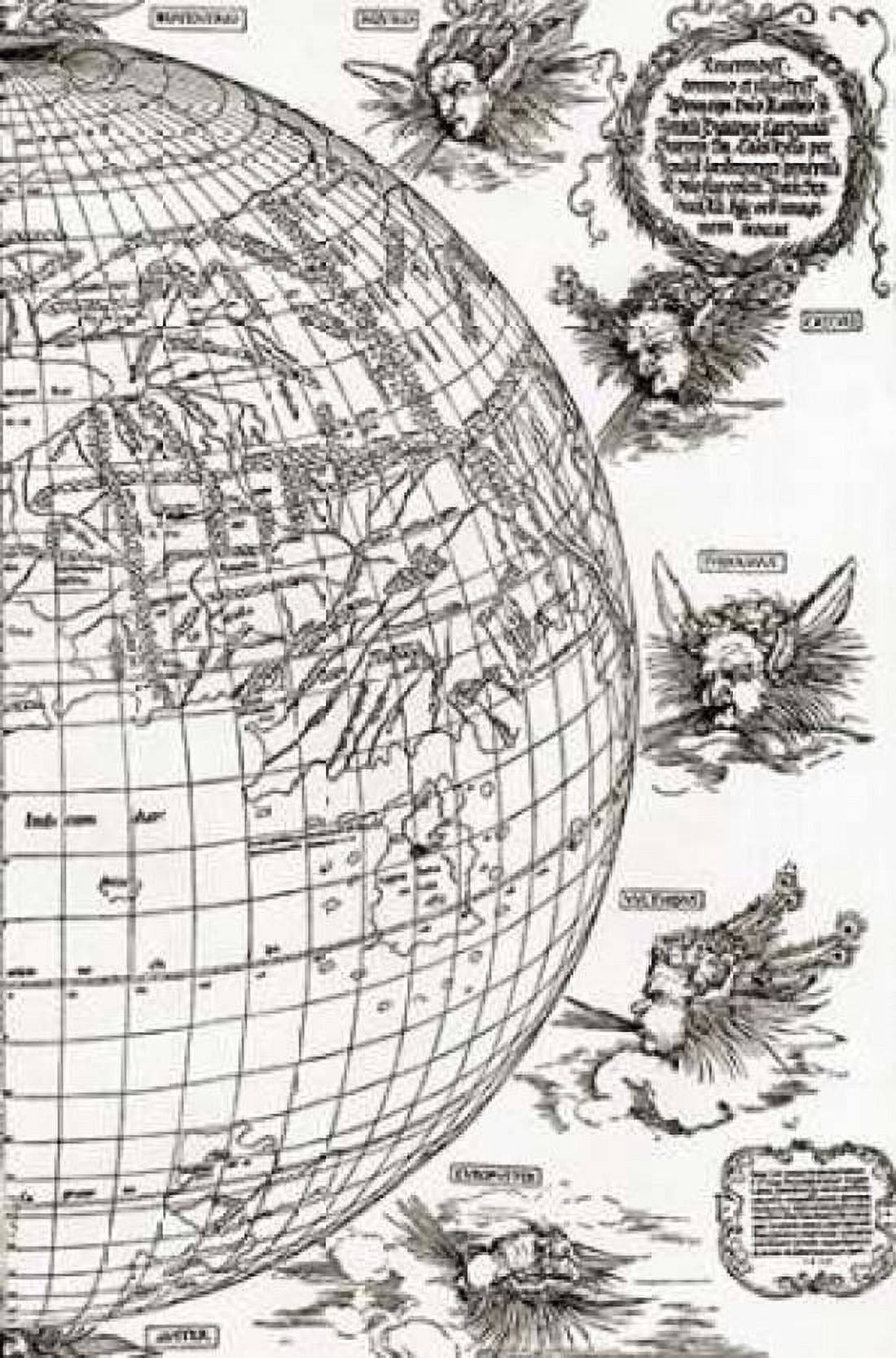 Eastern Hemisphere Of The Terrestial Globe 2 Canvas Art - Albrecht Durer (24 x 36)