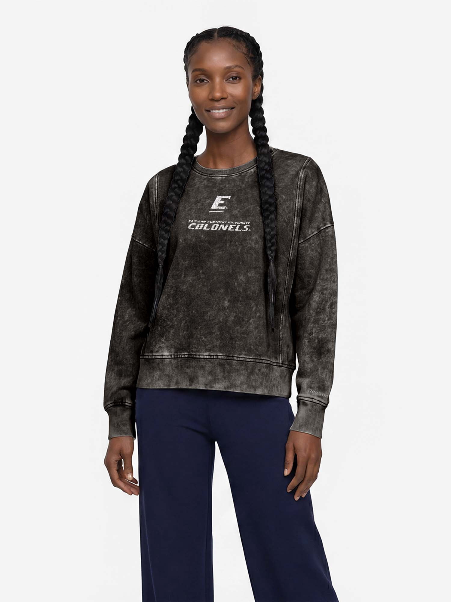 Eastern Kentucky Colonels Reebok Womens Denim Wash Crew Neck Sweatshirt