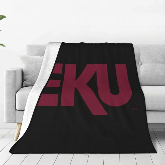 Eastern Kentucky University Logo Blanket Large Luxury Fleece Soft Anti-Static Anti-Pilling Flannel Bed Blanket