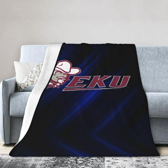 Eastern Kentucky University Logo Fleece Blanket, Very Soft Microfiber Flannel Blanket for Couch Warm and Cozy for All Seasons, Black
