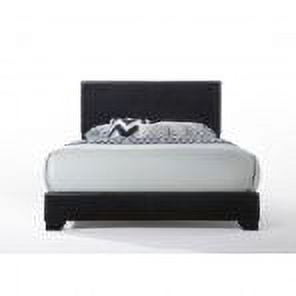 Eastern King Size Panel Bed Black PU Low Profile Headboard Fully Padded Contemporary Style Bedroom Furniture