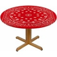 thumbnail image 1 of Eastern Motifs Round Table Cloth Classic Red White Bandana Pattern Elastic Edged Table Cover Fade and Stain Resistant Table Cloths Easy to Clean Fits Tables 40-44" Diameter, 1 of 6