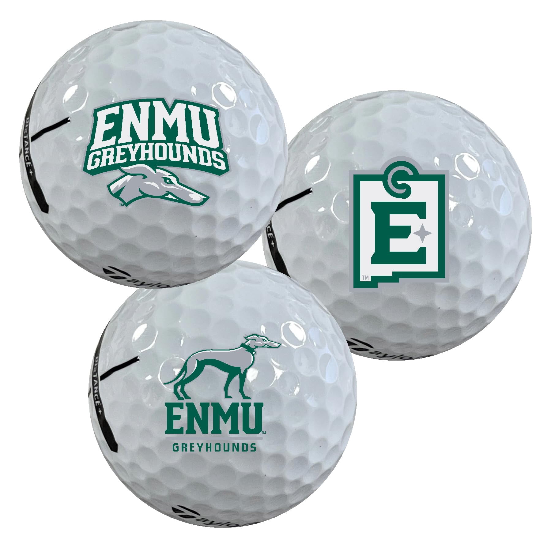 Eastern New Mexico University Greyhounds Logo Edition Officially Licensed NCAA Taylormade Distance+ Golf Balls 12-Pack (Dozen)