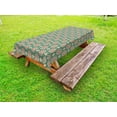 thumbnail image 1 of Eastern Outdoor Tablecloth, Vintage Mosaic Design of Florets Zigzag Borders Oval Details, Decorative Washable Fabric Picnic Tablecloth, 58 X 120 Inches, Forest Green Pale Pink Peach, by Ambesonne, 1 of 2
