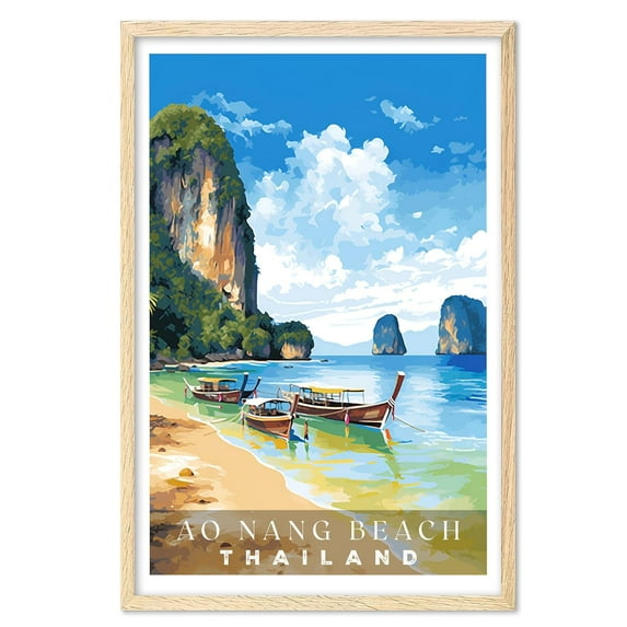 Eastern Print Ao Nang Beach Poster, Beautiful Beach Prints, Vintage Travel Posters, Travel Posters Thailand, Thailand Wall Art, Beach Lover Gift, Travel Lover Gift (UNFRAMED), 16x20