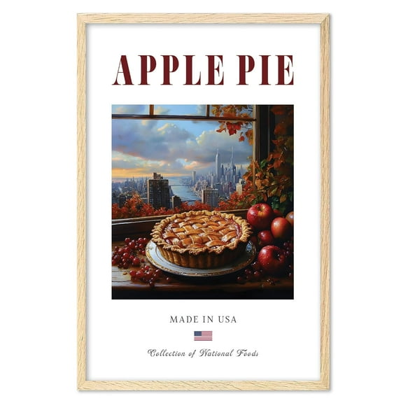 Eastern Print Apple Pie Poster, Food Wall Art, USA Food Print, Modern Kitchen Wall Art, Kitchen Poster, USA Wall Art, Kitchen Posters Wall Decor (Unframed), 18x24
