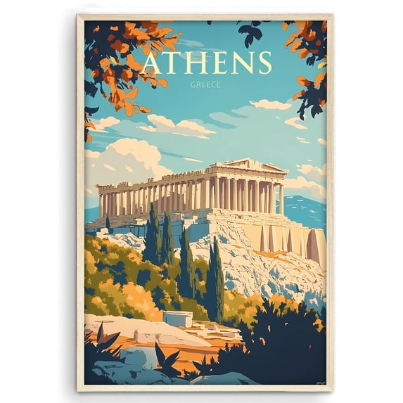 Eastern Print Athens Poster, Travel Poster, City Prints Wall Decor, Travel Wall Art Decor, Colorfull Travel Poster Decor For Bedroom, Living room, Home Office, UNFRAMED 18x24
