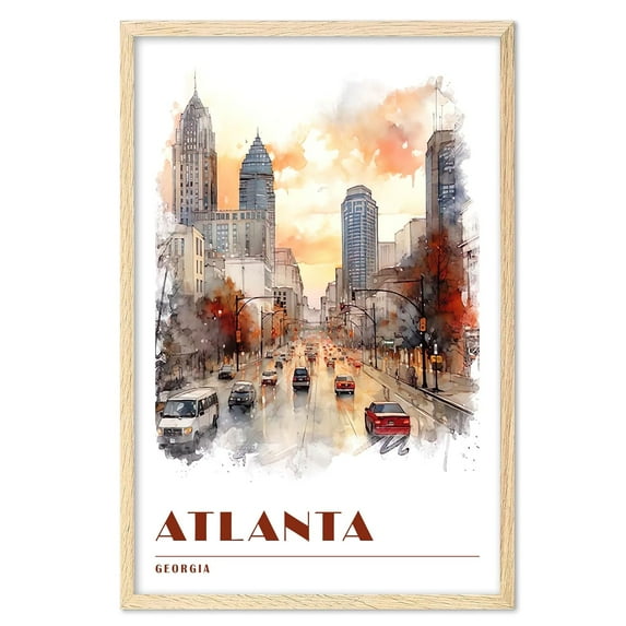 Eastern Print Atlanta Wall Art, States Landscape Wall Art Decor, Georgia Travel Posters, City Wall Art, Travel Posters, Usa Travel Posters, Office Living Room Wall Posters (UNFRAMED) 11x14