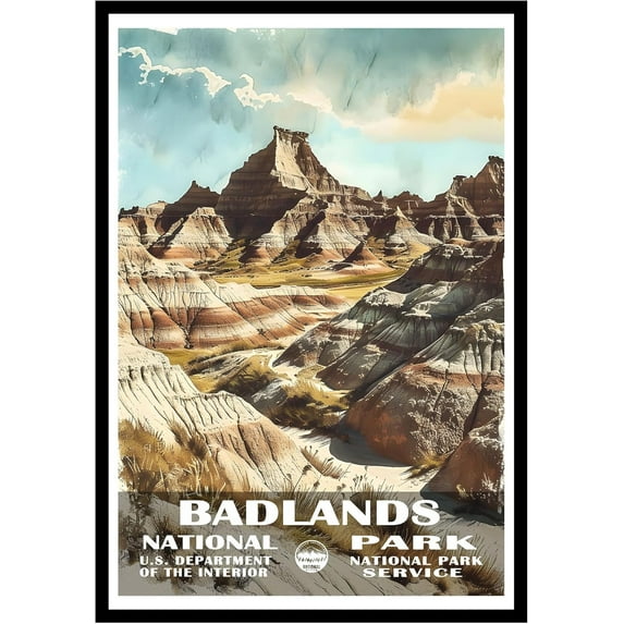 Eastern Print Badlands National Park Wall Art, National Parks Abstract Nature Landscape Forest Wall Art Pictures For Office Living Room (UNFRAMED), 20x30
