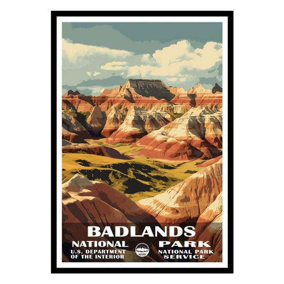 Eastern Print Badlands Poster, Badlands National Park Poster, Badlands Wall Art, National Park Wall Art, National Park Print for Living Room (UNFRAMED), 16x20