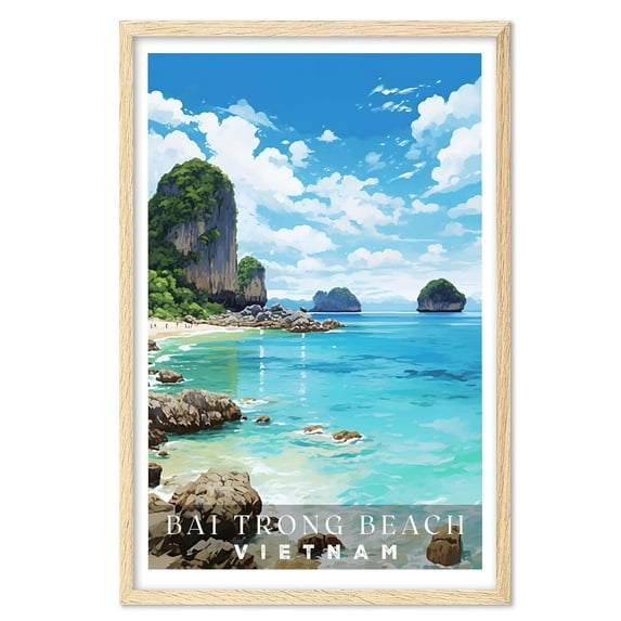 Eastern Print Bai Trong Beach Poster, Beautiful Beach Prints, Vintage Travel Posters, Travel Posters Vietnam, Vietnam Wall Art, Beach Lover Gift, Travel Lover Gift (UNFRAMED), 16x24
