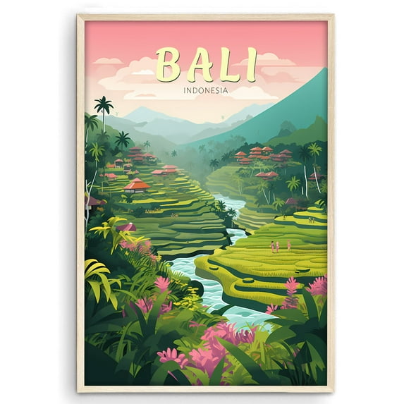 Eastern Print Bali Poster, Travel Poster, City Prints Wall Decor, Travel Wall Art Decor, Colorfull Travel Poster Decor For Bedroom, Living room, Home Office, UNFRAMED 16x24
