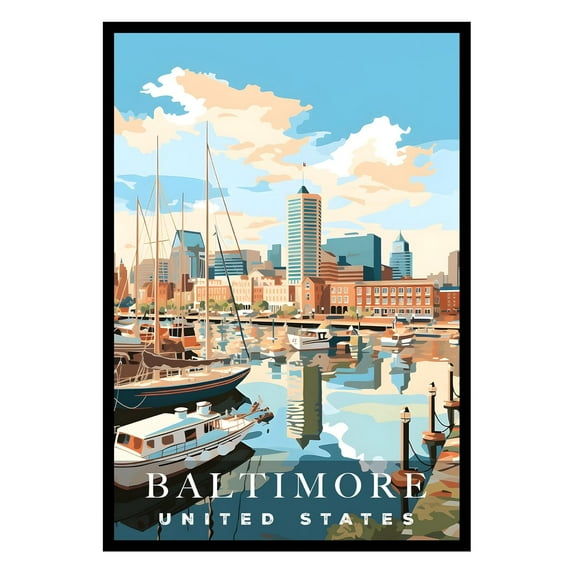 Eastern Print Baltimore Poster, United States Poster, Baltimore Wall Art, Vintage Travel Posters, City Wall Art, Travel Print, Travel Home Decor (UNFRAMED) 11x14