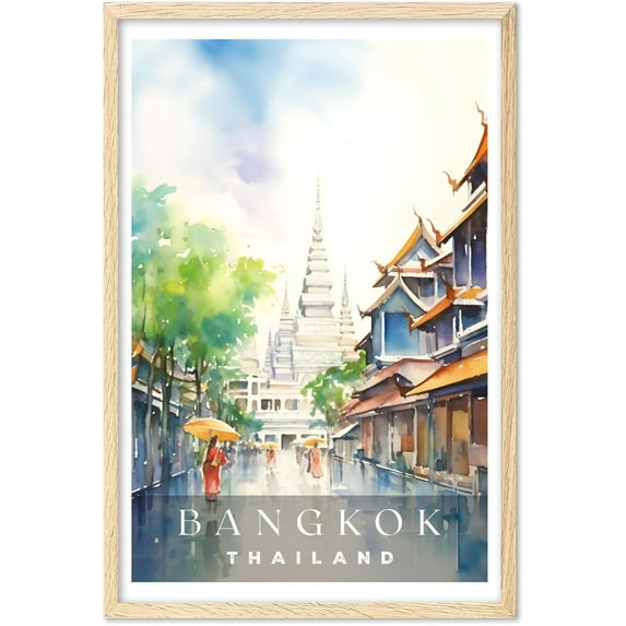 Eastern Print Bangkok Poster, Thailand Poster, Bangkok Wall Art, Vintage Travel Posters, City Wall Art, Bangkok Gift, Travel Print (UNFRAMED) 24x36