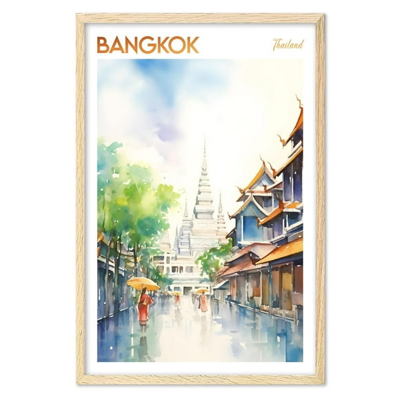 Eastern Print Bangkok Poster, Thailand Poster, Bangkok Wall Art, Vintage Travel Posters, City Wall Art, Bangkok Gift, Travel Print, Travel Gift (UNFRAMED) 24x36