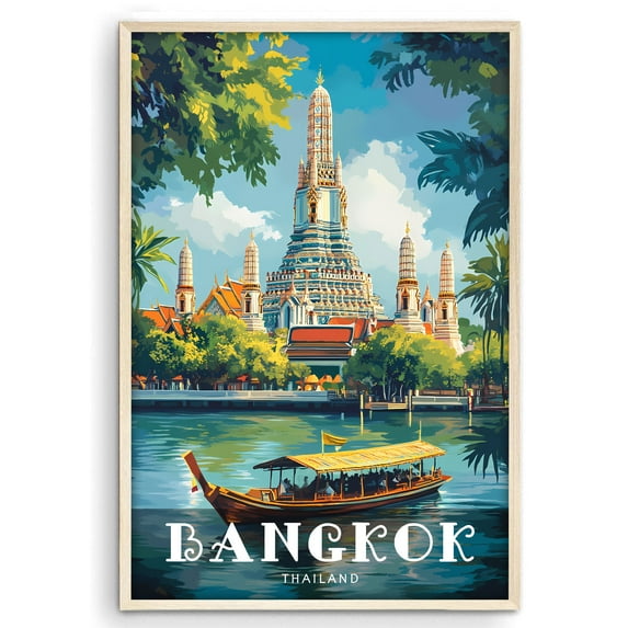 Eastern Print Bangkok Poster, Travel Poster, City Prints Wall Decor, Travel Wall Art Decor, Colorfull Travel Poster Decor For Bedroom, Living room, Home Office, UNFRAMED 18x24
