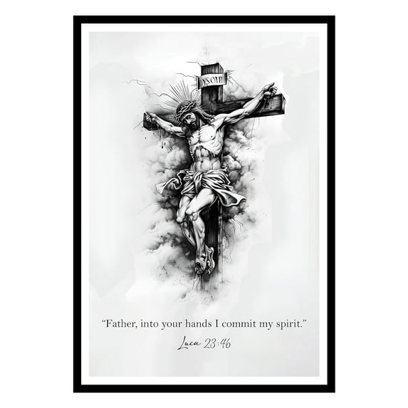 Eastern Print Bible Quote Luca 23:46 Wall Art, Christian Wall Art, Modern Bible Quote, Bible Posters, Pencil Sketch, Christian Gift Home Decor Wall, Home Office Apartment Wall Decor (UNFRAMED), 12x18