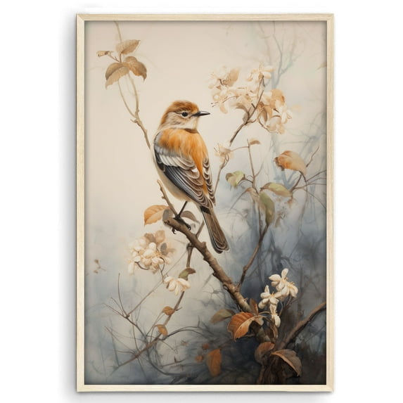 Eastern Print Bird Vintage Poster Wall Decor, Abstract Watercolor Minimal Animal Wall Prints for Nursery Farmhouse, Home, Office, Classroom Must Have Decoration, UNFRAMED, 18x24