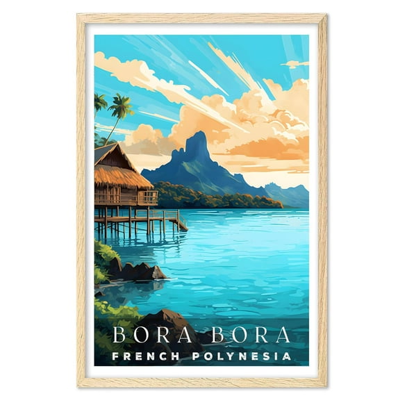 Eastern Print Bora Bora Poster, Bora Bora Print, French Polynesia Poster, French Polynesia Wall Art, Vintage Travel Posters, Travel Print, Travel Gift (UNFRAMED) 20x30