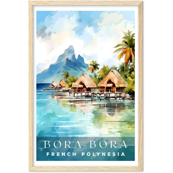 Eastern Print Bora Bora Poster, French Polynesia Poster, Bora Bora Wall Art, Vintage Travel Posters, City Wall Art, Bora Bora Gift, Travel Print (UNFRAMED) 24x36