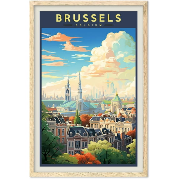 Eastern Print Brussels Poster, Belgium Poster, Belgium Wall Art, Vintage Travel Posters, Travel Wall Art, City Wall Art, Brussels Gift, Travel Print, Travel Gift (Unframed), 24x36