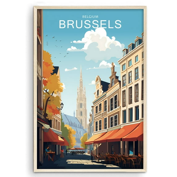Eastern Print Brussels Poster, Travel Poster, City Prints Wall Decor, Travel Wall Art Decor, Colorfull Travel Poster Decor For Bedroom, Living room, Home Office, UNFRAMED 16x24
