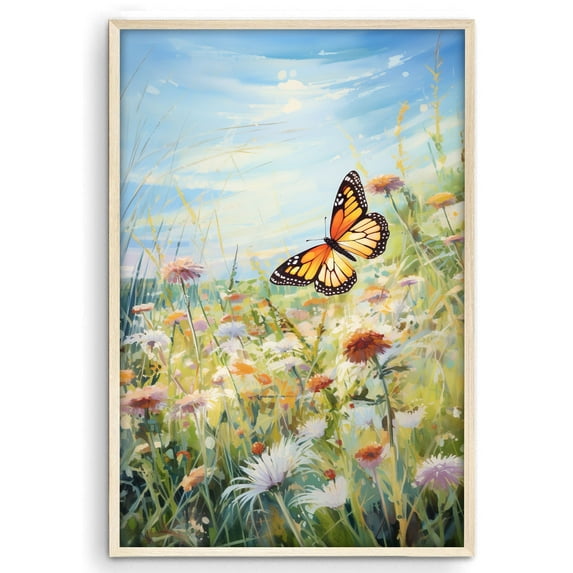 Eastern Print Butterflies Country Poster Wall Decor, Abstract Watercolor Minimal Animal Wall Prints for Nursery Farmhouse, Home, Office, Classroom Must Have Decoration, UNFRAMED, 8x12