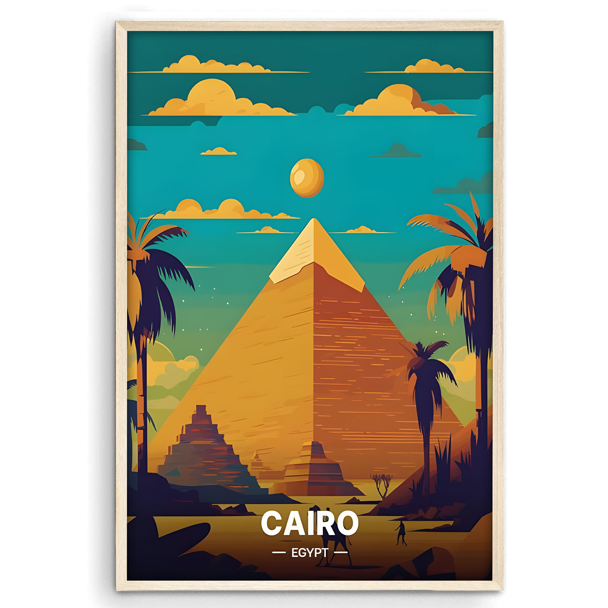 Eastern Print Cairo Travel Poster - Pyramids of Giza Wall Art Print for ...
