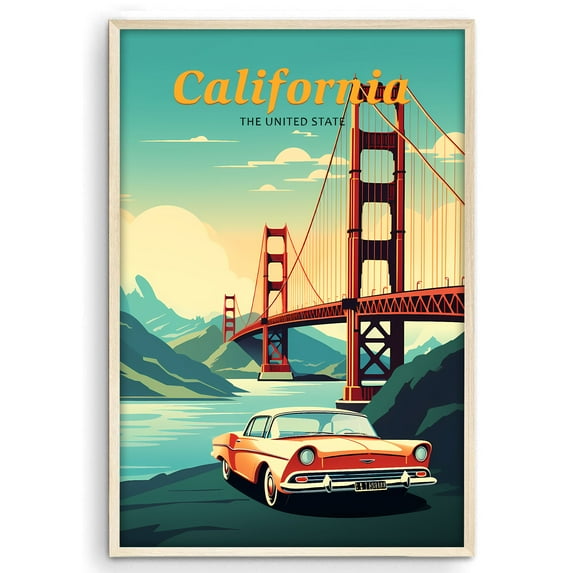 Eastern Print California Poster, Vintage Travel Poster, City Prints Wall Decor, Travel Art Prints Decor, Vintage Travel Decor For Bedroom, Living room, Home Office, UNFRAMED 11x14, 24x36
